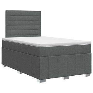 vidaXL Boxspringbett mit Matratze Dunkelgrau 120 x 200 cm Stoff