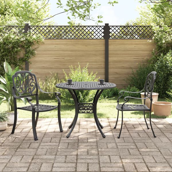 vidaXL 3-tlg. Bistro-Set Schwarz Aluminiumguss