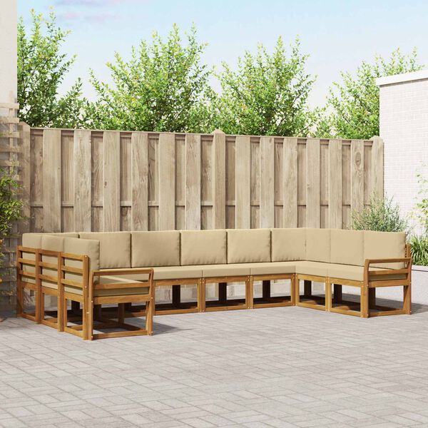 vidaXL Outdoor-Sofagarnitur mit Kissen 10 pcs Natur und Beige