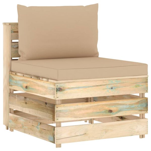 vidaXL 3-Sitzer Outdoor-Sofa mit Kissen Gr&uuml;n Impr&auml;gniertes Holz
