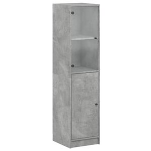 vidaXL Highboard mit Glast&uuml;r Betongrau 35x37x142 cm