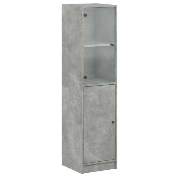 vidaXL Highboard mit Glast&uuml;r Betongrau 35x37x142 cm