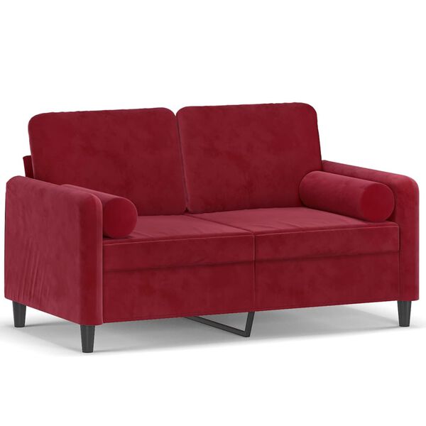 vidaXL 2-Sitzer-Sofa mit Kissen Weinrot 120 cm Samt