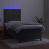 vidaXL Boxspringbett mit Matratze & LED Dunkelgrau 100x200 cm Samt