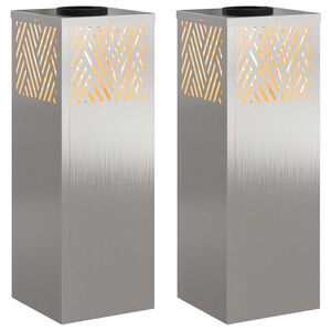 vidaXL Solar LED Weg Licht Fischgr&auml;tenmuster 2 pcs Edelstahl Edelstahl