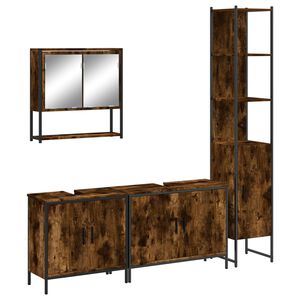 vidaXL 4-tlg. Badm&ouml;bel-Set R&auml;uchereiche Holzwerkstoff