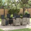 vidaXL Garten Essgruppe mit Kissen 7 pcs Hellgrau Poly-Rattan