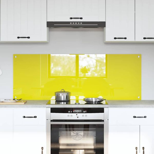 vidaXL K&uuml;chenr&uuml;ckwand 2 pcs Gelb 70 x 50 cm Geh&auml;rtetes Glas