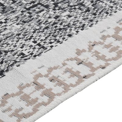 vidaXL Teppich Schwarz und Grau 80x300 cm Baumwolle