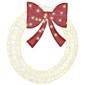 vidaXL Kranz mit 60 LEDs Warmwei&szlig; 76 x 8,5 x 76 cm Acryl