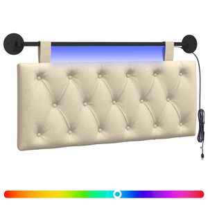 vidaXL H&auml;ngendes Kopfteil Mit LED Licht Creme Stoff