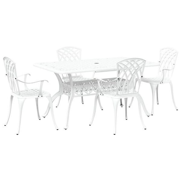 vidaXL Garten Essgruppe 5 pcs Wei&szlig; Aluminium