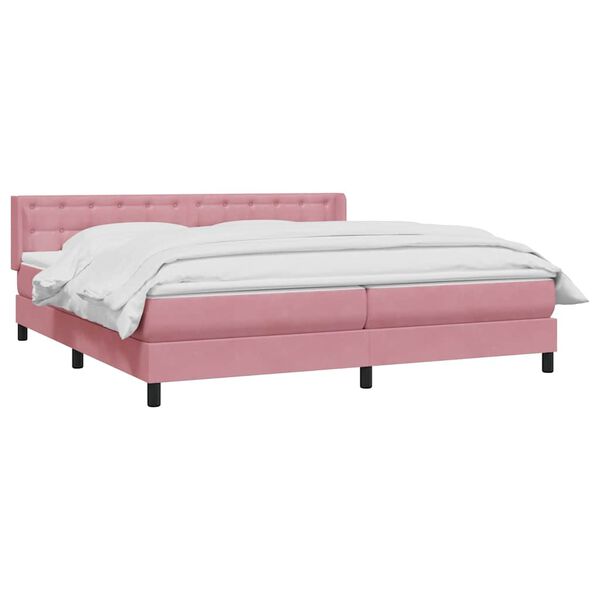 vidaXL Boxspringbett mit Matratze Rosa 180x210 cm Samt