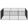 vidaXL Hundelaufstall 12-tlg. Schwarz Verzinkter Stahl
