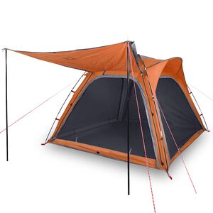 vidaXL Campingzelt 4 Personen Grau und Orange Quick Release Wasserfest