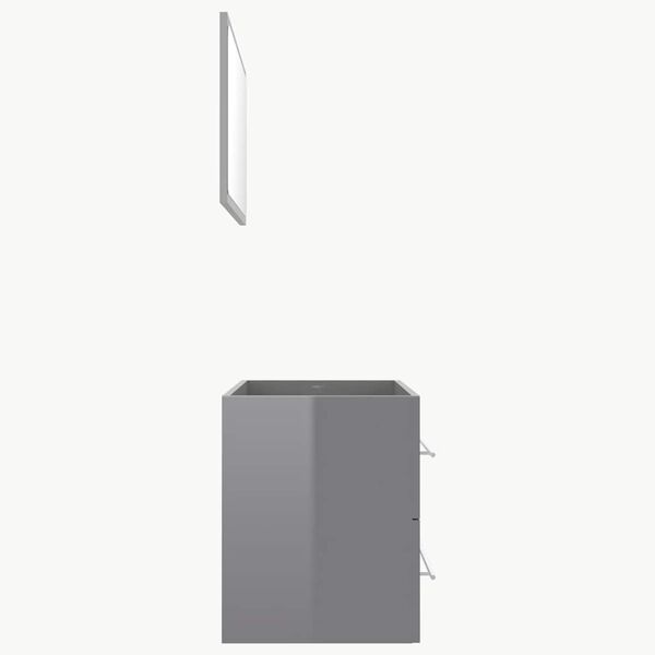 vidaXL 2-tlg. Badm&ouml;bel-Set Hochglanz-Grau Holzwerkstoff