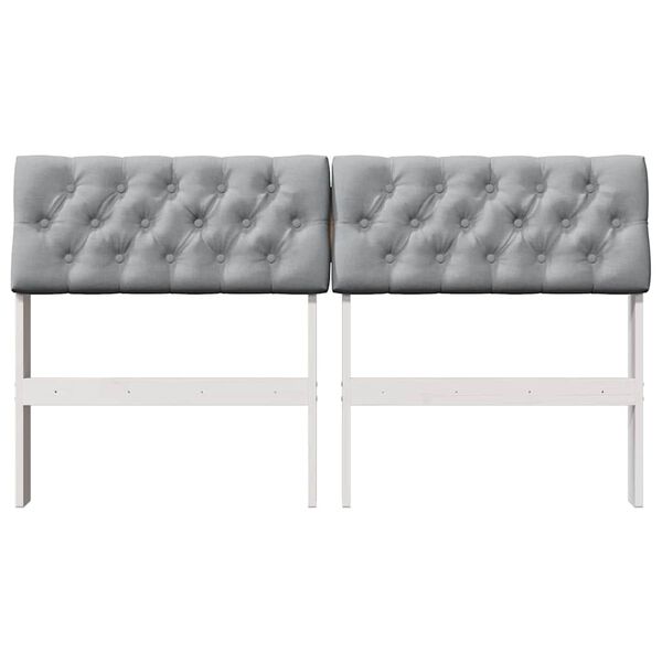 vidaXL Gepolstertes Kopfteil Hellgrau 135 cm Massives Kiefernholz