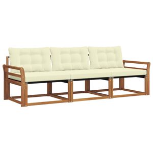 vidaXL Outdoor-Sofagarnitur 3 stk. 3-Sitzer Natur und Creme
