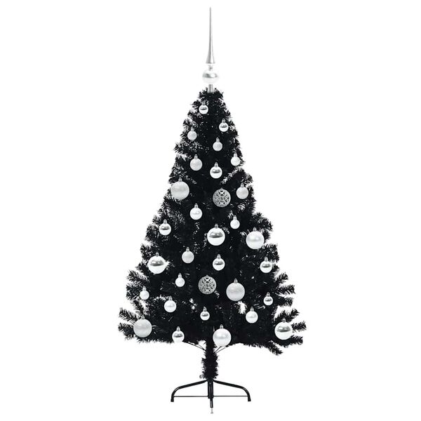 vidaXL Künstlicher vorbeleuchteter Weihnachtsbaum Schwarz 120 cm PVC
