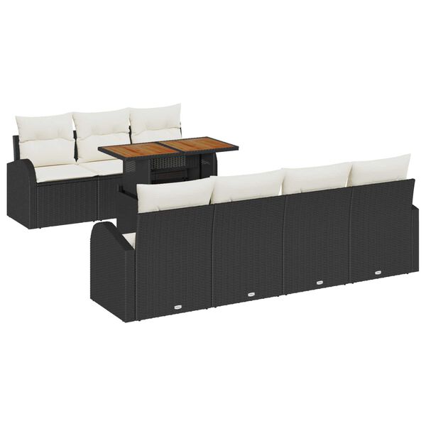 vidaXL Garten-Sofa-Set mit Kissen 8 pcs Schwarz und Creme