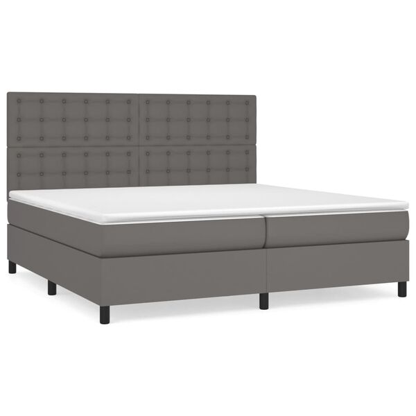 vidaXL Boxspringbett mit Matratze Grau 200x200 cm Kunstleder