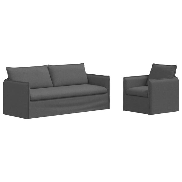 vidaXL Sofa 180cm 2 pcs Dunkelgrau Metall