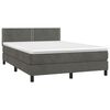 vidaXL Boxspringbett mit Matratze & LED Dunkelgrau 140x190 cm Samt