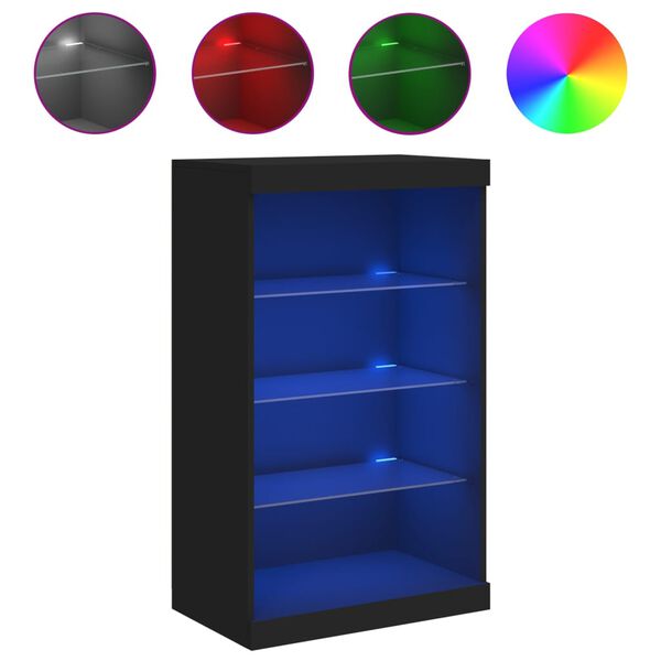 vidaXL Sideboard mit LED-Leuchten Schwarz 60,5x37x100 cm