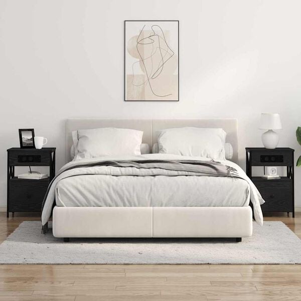 vidaXL Nachttisch Schwarz Eichen-Optik 40 x 31 x 60 cm Holzwerkstoff