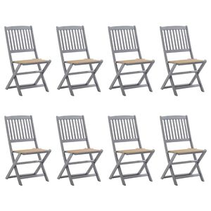 vidaXL Klappbare Gartenst&uuml;hle 8 Stk. mit Kissen Massivholz Akazie