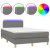 vidaXL Boxspringbett mit Matratze & LED Dunkelgrau 120x190 cm Stoff