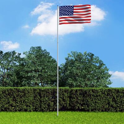 vidaXL Flagge der Vereinigten Staaten und Mast Aluminium 6 m
