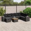 vidaXL 9-tlg. Garten-Sofagarnitur mit Kissen Schwarz Poly Rattan
