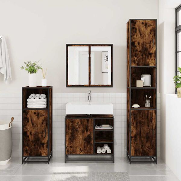 vidaXL Waschbeckenunterschrank R&auml;uchereiche 65x33x60 cm Holzwerkstoff