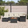 vidaXL Gartensofa-set mit Kissen 7 pcs Schwarz Poly-Rattan