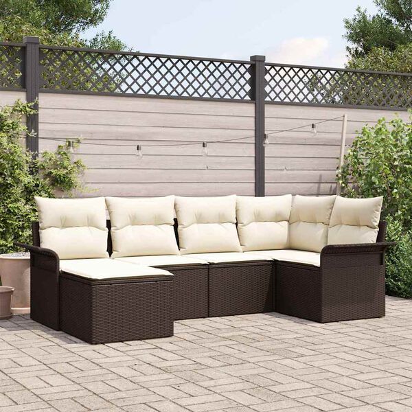 vidaXL Gartensofa-set mit Kissen 6 pcs Braun Poly-Rattan