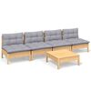 vidaXL 5-tlg. Garten-Lounge-Set mit Grauen Kissen Kiefernholz