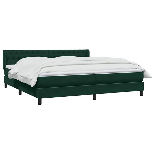 vidaXL Boxspringbett mit Matratze Dunkelgr&uuml;n 200x210 cm Samt