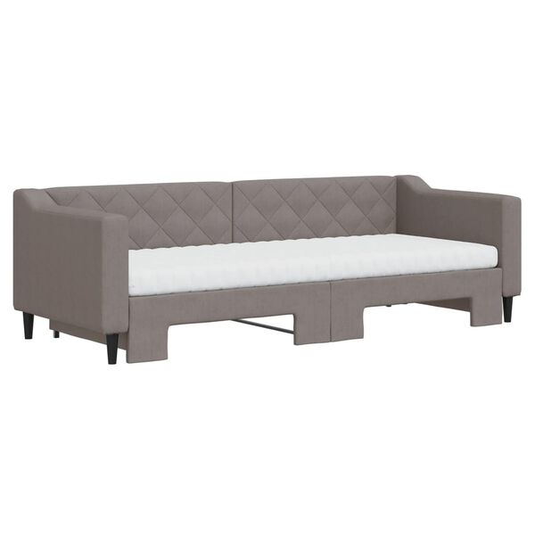 vidaXL Tagesbett Ausziehbar mit Matratzen Taupe 80x200 cm Stoff