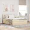 vidaXL Bett mit Stauraum und LED mit Matratze Creme 140 x 200 cm Stoff