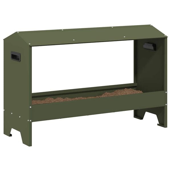 vidaXL H&uuml;hnerf&uuml;tterungsrinne Olive Gr&uuml;n 81 x 32 x 53,5 cm
