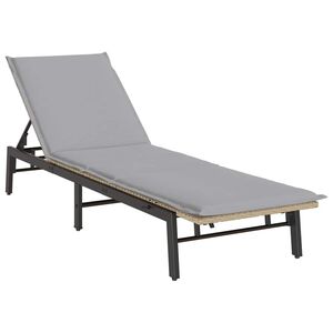 vidaXL Sonnenliege mit Auflage Beige Poly Rattan