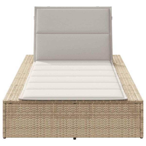 vidaXL Sonnenliege mit schwebender Auflage Beige Poly Rattan
