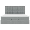 vidaXL Ottoman-Bett mit Matratze & LEDs Hellgrau 180x200 cm Stoff