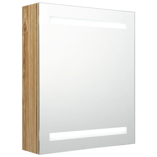 vidaXL LED-Bad-Spiegelschrank Eichen-Optik 50x14x60 cm