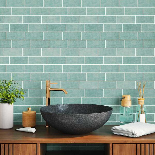 vidaXL U-Bahn-Fliese 20 pcs Grau-Gr&uuml;n 29 x 21 cm Polyurethan und PET