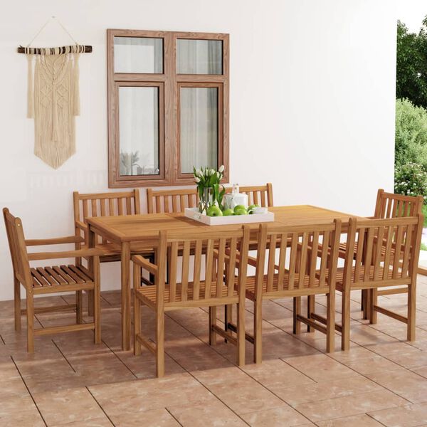 vidaXL 9-teiliges Garten-Ess-Set 200 x 100 cm Massivholz Teak