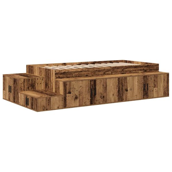 vidaXL Aufbewahrungsbettgestell Altholz 90 cm Holzwerkstoff