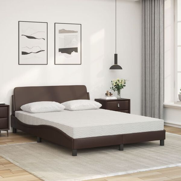 vidaXL Bett mit Matratze "Dover" Braun 140x190 cm Kunstleder