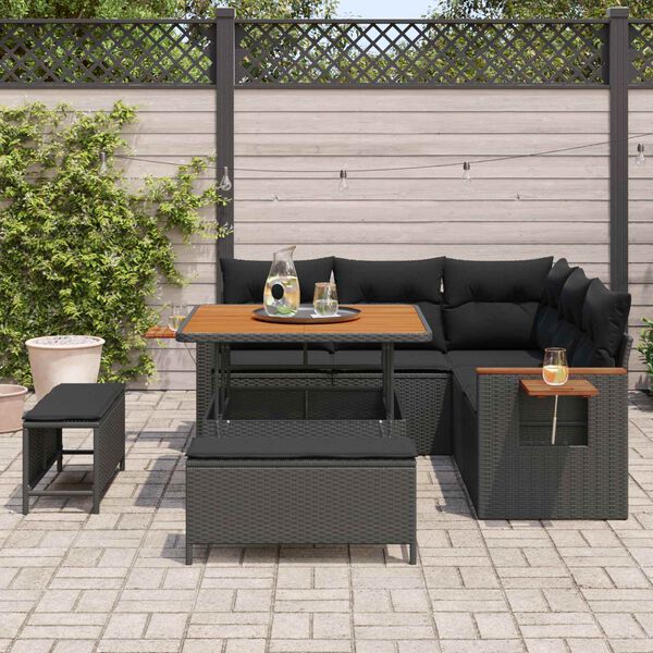 vidaXL Gartensofa-set mit Kissen 8 pcs Schwarz